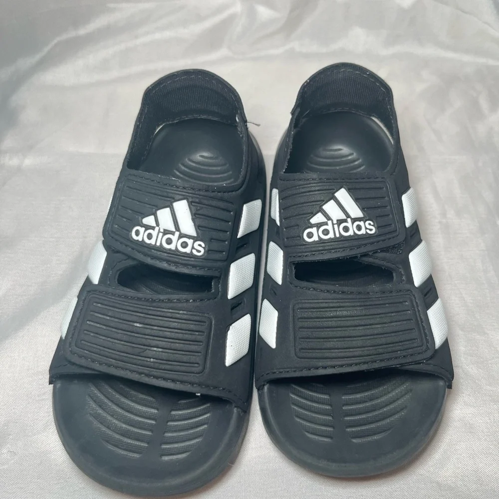 Adidas Black Water Shoes with Three Stripes